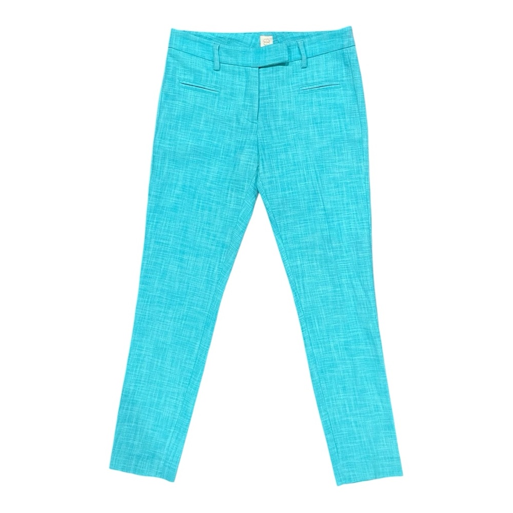TRUE ROYAL Aqua Blue Cropped Textured Trouser Pant US 2